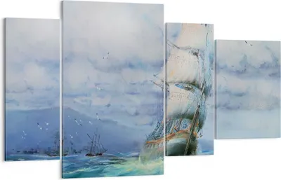 Produktbild von Bild auf Leinwand - Leinwandbild - Meer Segelschiff - 120x70cm - Wand Bild - Wanddeko - Wandbilder - Leinwanddruck - Bilder - Kunstdruck - Wanddekoration - Leinwand bilder - Wandkunst - DL120x70-3782