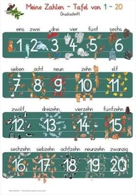 Obrázok produktu pre Meine Zahlen-Tafel von 1-20 Druckschrift