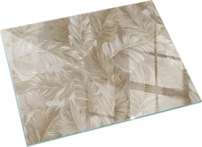 Produktbild von Blatt mit subtilen Mustern – Glasbodenplatte für – Kaminofen – Kaminplatte Glas – Schutzglas – Funkenschutzplatte –Glasbodenplatte Feuerfeste – Hitzeschutzplatte – Bodenschutz aus Glas – 60x40 cm