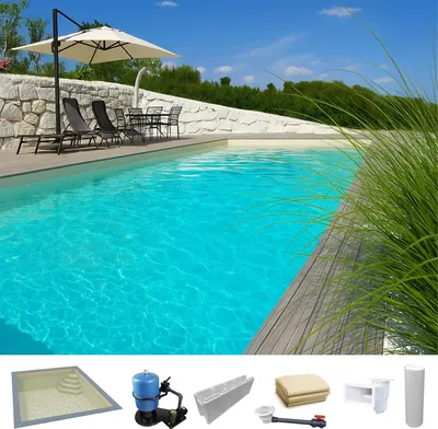 Produktbild von KWAD Styropor Pool Easy mit Ecktreppe rechts 8 x 4 x 1,5 m sand