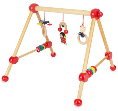 Produktbild von Bieco Spieltrapez | Spielbogen Baby Holz mit Figuren & Kugeln | Spielebogen Holz Baby | Spieltrapez Holz | Baby Mobile Holz | Activity Center Baby Gym | Holzspielzeug Baby | Baby Spielzeug