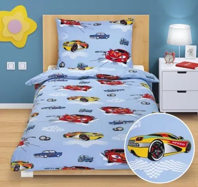 Zdjęcie produktu dla Pościel bawełniana junior - Niebieski - 140x200, 70x90