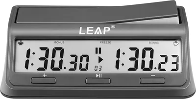 Obrázek produktu pro LEAP Schachuhr, digitaler Schachtimer, professionell fuer Brettspiele, Timer mit 37 voreingestellten Programmen, Countdown-Bonus/Inkrementverzoegerung, Byo-yomi-Bewegungsbeschraenkung, Zeitbeschraenkungsfunktion
