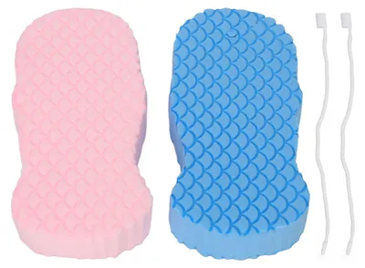 Image de Lot de 2 éponges de bain 3D, exfoliantes, douces, très résistantes, réutilisables, pour adultes et enfants