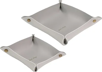 Produktbild von Intirilife 2x Schlüsselablage aus Kunstleder in Grau - Geknöpft Gesamtgröße 17 x 4.8 / 21.5 x 5.7 cm - Innengröße 14.5 x 4.8 / 18 x 5.7 cm - Organizer Aufbewahrungs Box für Schmuck Taschenleerer