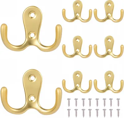 Produktbild von Kleiderhaken 8 Stück, Metallhaken, für Badezimmer, WC, Küche, Gold, Zinklegierung