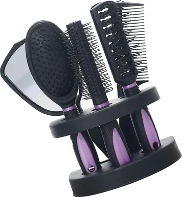 Immagine prodotto di Set di 5 pettini per capelli, specchio, set di spazzole da taglio professionali da salone, strumenti per lo styling dei parrucchieri e supporto, supporto, set di pettini per la medicazione per uomini e donne