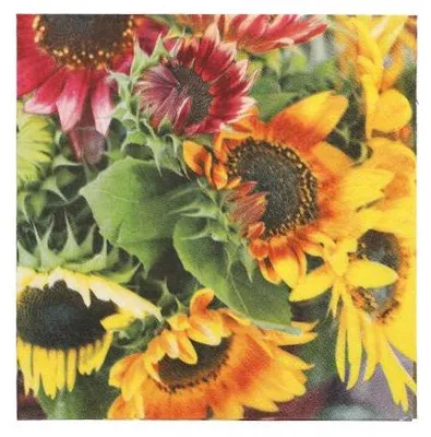 Produktbild von 200 Servietten, 3-lagig 1/4-Falz 33 cm x 33 cm "Sunflower Bouquet"