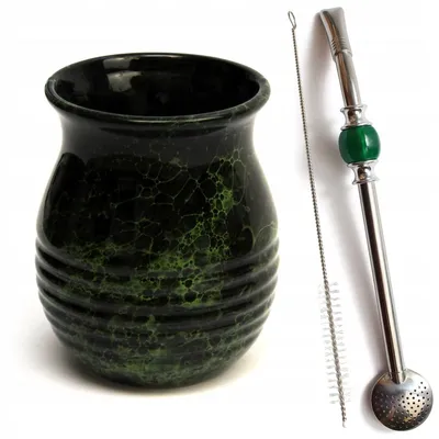 Zdjęcie produktu dla Zestaw do Yerba Mate Matero Roches / Tykwa + Bombilla z Kamieniem INOX