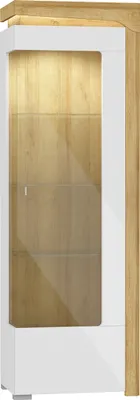 Produktbild von Vitrine Teo mit 1 Tür, Weiß und Holzoptik, 197cm