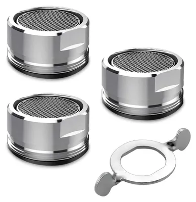 Productafbeelding van Waterkraan straalregelaar - 3 stuks - 24 mm - Met sleutel - Zilver