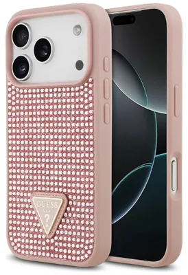 Zdjęcie produktu dla Etui Guess Rhinestone Triangle Logo do iPhone 17 Pro różowy