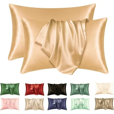 Productafbeelding van Kussensloop set van 2, satijn, champagnekleur, 40x60 cm
