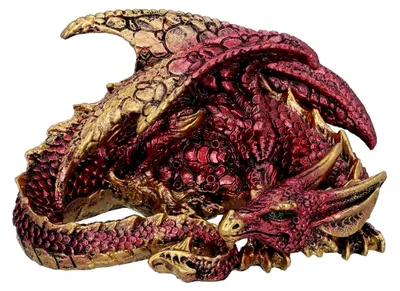 Produktbild von Drachenfigur, ruhender Drache, 10,2 cm, Rot und Gold