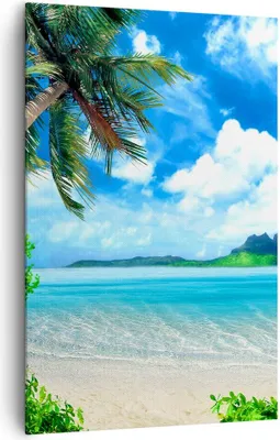 Produktbild von Bild auf Leinwand - Leinwandbild - Einteilig - Strand Urlaub Insel Palme - 80x120cm - Wand Bild - Wanddeko - Wandbilder - Leinwanddruck - Wanddekoration - Leinwand bilder - Wandbild - PA80x120-2528