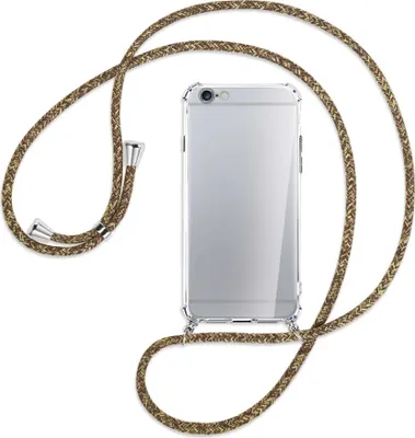 Produktbild von Handykette Backcover-Schutzhülle mit Band (Metall silberfarben) für Apple iPhone 6 / 6S - braun+beige