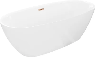 Immagine prodotto di Mexen Luvo Slim vasca da bagno freestanding 170 x 75 cm, bianca, troppopieno oro rosa - 52801707500-60