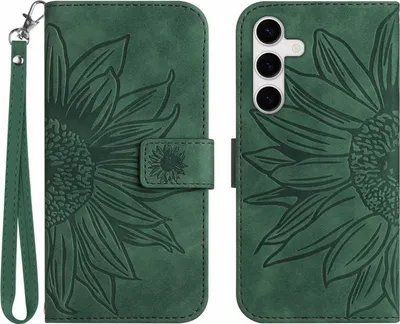 Produktbild von Samsung Galaxy S25 FE Hülle - Coverup Sonnenblume Klapphülle mit Schlüsselband - Grün