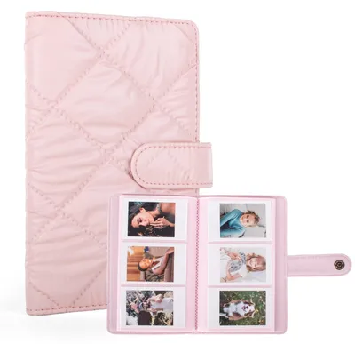 Fotoalbum 108 Fächer für Instax Mini & Polaroid 3 Zoll, PU-Leder, Rosa