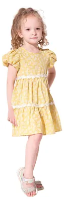 Produktbild von Kleid für Mädchen  - 100 % Baumwolle - Größe  110,  Alter 5 Jahre - Gelb