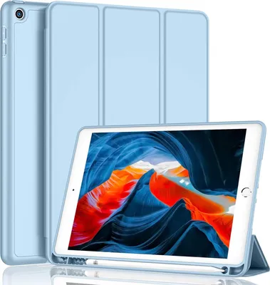 Produktbild von Hülle Kompatibel mit iPad Air 5 2022 Hülle/iPad Air 4 2020 Hülle (10,9 Zoll), Trifold Ständer Schutzhülle mit Stifthalter  Hell Blau