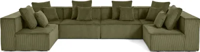 Image de Lisa Design Colombine - canapé modulable panoramique - 7 places - en velours côtelé , Vert