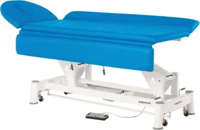 Produktbild von Therapieliege, Untersuchungsliege mit Gesichtsloch, elektr. div. Farben + Hocker, Farbe:54 blau