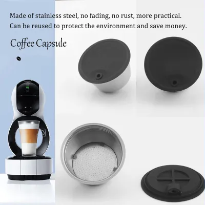 Zdjęcie produktu dla Napełniane kapsułki do kawy ze stali nierdzewnej, zestaw filtrów do kubków wielokrotnego użytku, kompatybilne z ekspresami z serii DOLCE GUSTO EDG Lumio.