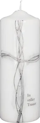 Produktbild von Trauerkerze "Dekor silber" 220 x 80 mm mit Klarsichtkarton