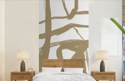 Produktbild von MuchoWow® Fototapete für Wohnzimmer oder Schlafzimmer Wandtapete Vinyl Motivtapete Braun - Weiß - Abstrakt - 120x240 cm - Hintergrundbild