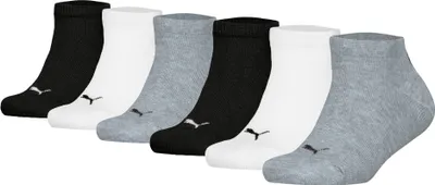 Produktbild von PUMA Kinder Sneakersocken 6er Pack - Plain Sneaker ECOM 6P, Logo, einfarbig Schwarz/Weiß/Grau 39-42