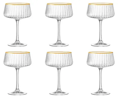 Produktbild von Champagnergläser mit goldenem Rand, 220 ml – 6er-Set