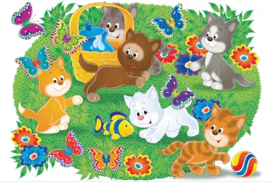Produktbild von Muralo Fototapete Kinderzimmer 180 (B) x 120 (H) cm Vlies Tapete Wandtapeten Blumen Kleine Katzen Schmetterlinge Kinderwelt Jugend moderne Wandbilder XXL Kinder Wand Dekoration