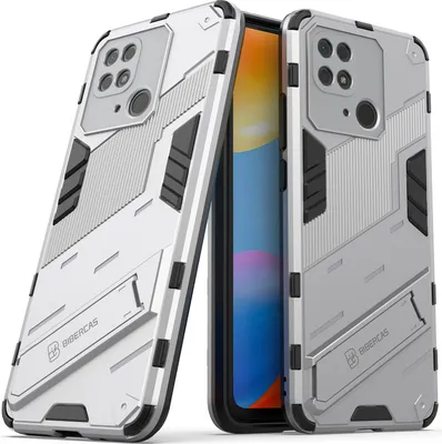 Produktbild von Armor Hülle für Xiaomi Redmi 10C, Hybrid PC TPU Bumper Stoßfestes Schutzhülle mit Standfunktion Orange