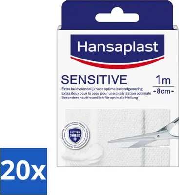 Produktbild von Hansaplast - Sensitive Pflaster - Wundversorgung - 1m x 8cm - Vorteilspack - 20 Stücke
