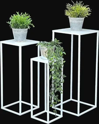 Produktbild von Moderne 3-teilige Pflanzenbank Weiss für Haus und Garten