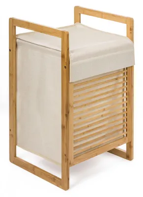 Produktbild von Wäschekorb aus Bambus 55 Liter mit Stoffeinsatz, 40,5 x 35 x 63 cm