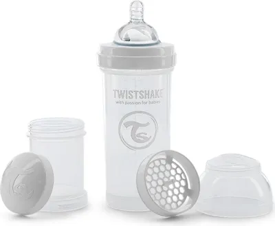 Zdjęcie produktu dla Twistshake - antykolkowa butelka dla niemowląt 260 ml, biała, można myć w zmywarce