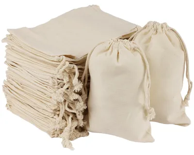 Obrázek produktu pro Omgoods - 50 kusů opakovaně použitelných bavlněných sáčků, rozměr 10x15 cm