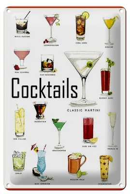 Produktbild von Blechschild Alkohol 20x30cm Cocktails cuba libre Martini