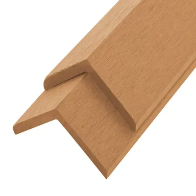 A close-up shot of a wooden corner trim.