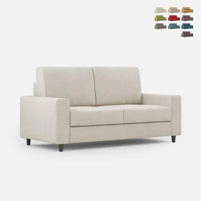 Produktbild von 2-Sitzer Sofa aus Stoff 168 cm, klassisch modernes Design Sakar 140 - Weiß