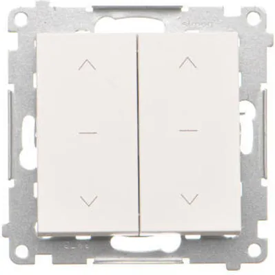 Image de Interrupteur double à trois positions pour volets roulants 1-0-2 blanc mat Simon 55 TZW2.01/111 Contact-Simon