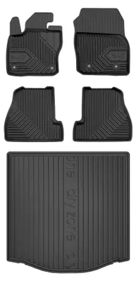 Productafbeelding van Rubberen automatten + kofferbakmat voor Ford Focus III 2010-2019 (sedan) – 5-delig, zwart, op maat – Wielganizator