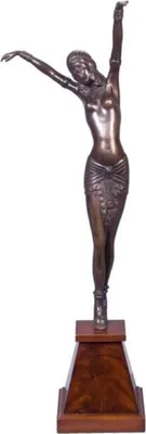 Produktbild von Casa Padrino Luxus Bronzefigur Cleopatra Bronze / Braun 15 x 15 x H. 71 cm - Dekofigur auf Holzsockel