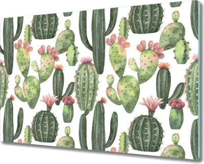 Produktbild von Glas Schneidebrett Herdabdeckplatten Schneideplatten - 80x52 cm - Kakteen exotisch