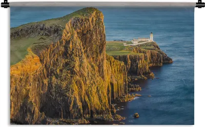 Produktbild von MuchoWow® Wandteppich Wandbehang Leuchtturm auf dem Felsen auf der Isle of Skye 60x40 cm Tapisserie Dekoration Wandtuch - Wanddekorationen