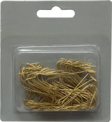 A package of 100 gold S-hooks.