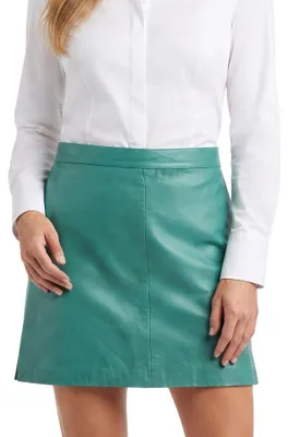 Produktbild von Trendiger Mini Lederrock aus Lammnappa Business Rock echtleder, Größe:44, Farbe:Grün