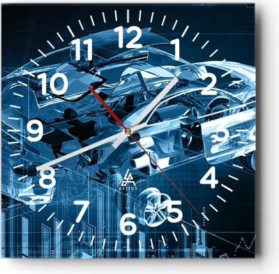 Produktbild von Wanduhr - Quadrat - Glasuhr - Auto Design Illustration - 40x40cm - Schleichendes Uhrwerk - Lautlos - zum Aufhängen bereit - Dekoration Modern - Wanddekoration aus Glas - C4AC40x40-2615